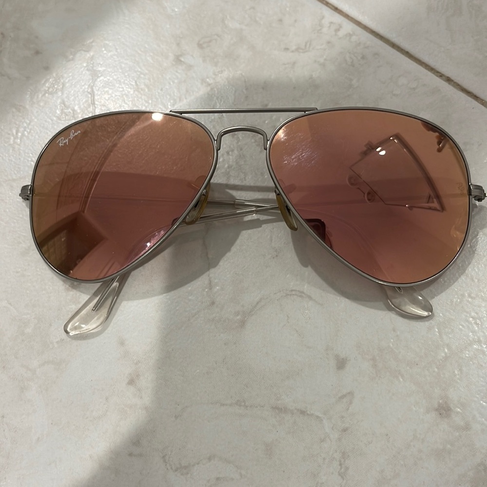 Ray ban pink mirrored aviators silver frame